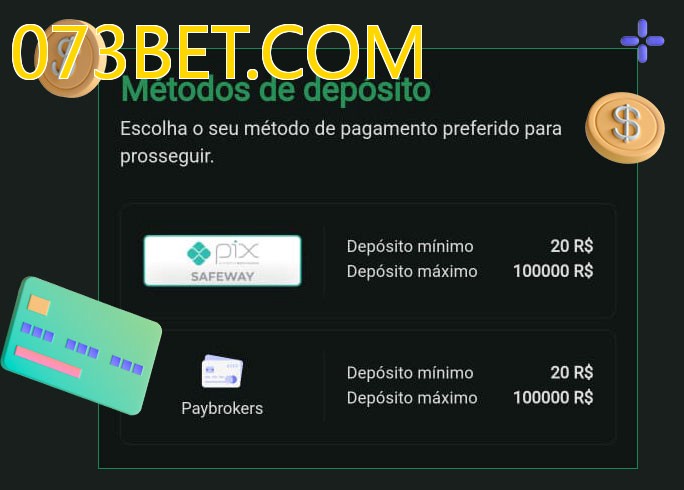 O cassino 073BET.COMbet oferece uma grande variedade de métodos de pagamento